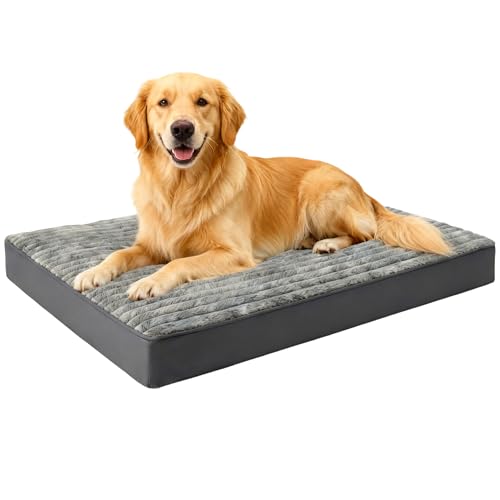 Dog Bed Extra Large Sized Dogs, Orthopedic XL Dog Beds with Removable Washable Cover, Waterproof Indestructible Big Dogs Bed with Anti-Slip Bottom, Egg Crate Memory Foam Pad, 41"x27"x3.5", Grey - size: XL(41"x27"x3.5")