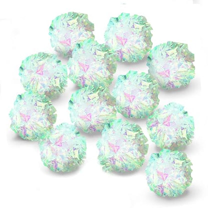SunGrow Mylar Cat Crinkle Balls, 2", Shiny and Stress Buster Toy, Lightweight and Great for Use in Craft Projects, Toy Ball Suitable for Both Feline and Kids, Kitten Chew and Chase Balls for Exercise - size: 12 Pcs