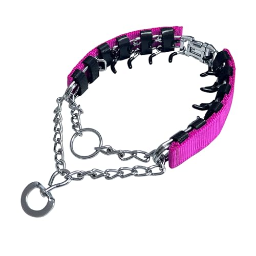 Prong Training Collar for Dogs, Adjustable Dog Pinch Collar with Quick Release Buckle, No Pull Collar for Small Medium Large Dogs, Extra Link and Caps - color: Pink, size: M/L(17-23" Neck, 3.2mm)