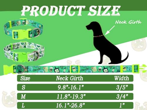 St Patricks Day Dog Collar 2 Pack, Shamrock Dog Collar Green for Medium Dogs - color: St Patricks Day, size: M