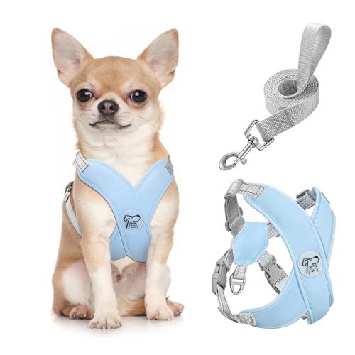 Pawaboo Small Dog Harness and Leash Set, Puppy Harness X-Frame No Pull No Choke, Dog Vest Harness Adjustable for Small Medium Sized Dogs, Soft Breathable Pet Harness for Walking Outing (S, Blue) - color: A-Blue, size: S(Neck 12.6-16.5" Chest 12.6-22.8")