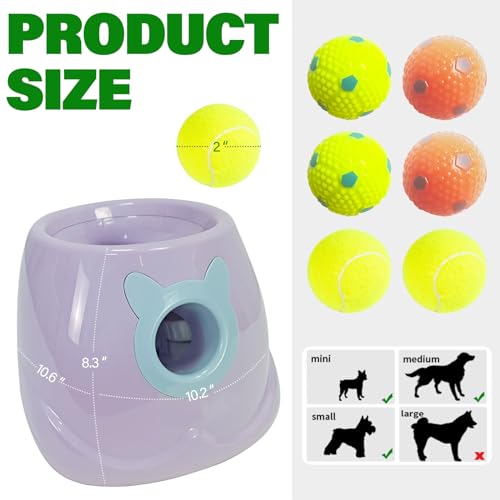 Automatic Dog Ball Launcher for Small to Medium Dogs, Interactive Pet Toy with Balls (Purple)