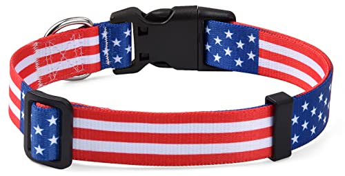 American Flag Dog Cat Collar - Patriotic, US Flag Pattern, Star & Stripes, Fourth of July Dog Collar, Adjustable for Small Medium Large Dogs & Cat(Classic US,XS) - color: Classic US, size: XS (Neck 7.9-11.8", Width 5/8")