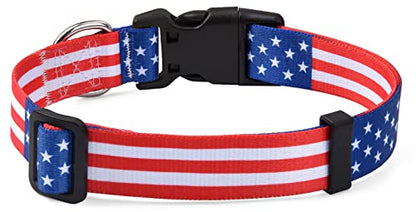 American Flag Dog Cat Collar - Patriotic, US Flag Pattern, Star & Stripes, Fourth of July Dog Collar, Adjustable for Small Medium Large Dogs & Cat(Classic US,XS) - color: Classic US, size: XS (Neck 7.9-11.8", Width 5/8")