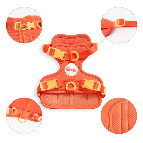 HNS1000A Arlo Extra Small Adjustable Soft Padded No Pull Pet Harness with 3 Buckles and 3 Leash Clips, Aperol - color: Dark Orange, size: X-Small (Chest: 11.8 - 17")