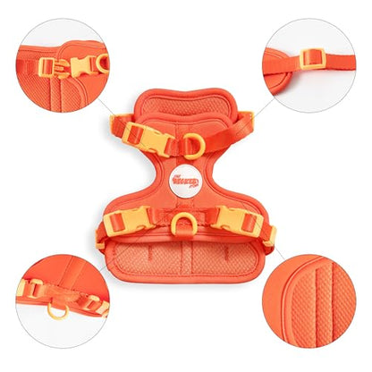 HNS1000A Arlo Extra Small Adjustable Soft Padded No Pull Pet Harness with 3 Buckles and 3 Leash Clips, Aperol - color: Dark Orange, size: X-Small (Chest: 11.8 - 17")