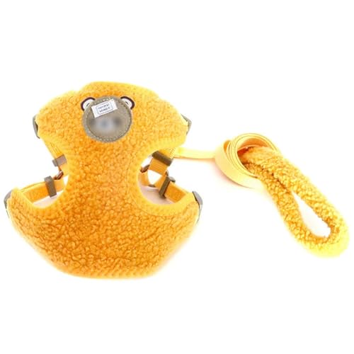 La La Pet® Cute Small Dog Harness with Velvet Leash Mesh Padded Vest Harness for Walking Small Medium Dogs and Cats (Yellow, M) - color: Yellow, size: M