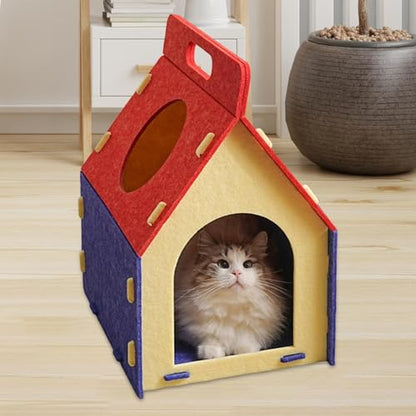 Felt Cat House Hideaway Cave Shelter, Scratch Resistant Indoor Cat Bed, Warm Spacious Play and Rest House for Cats- Style B - color: Style B