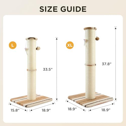 Joydeco Cat Scratching Post 38 Inches Heavy Duty and Thick Scratching Post Sisal Rope with Hanging Ball and Mice for Indoor Cats(Coffee) - size: 38 inch Coffee