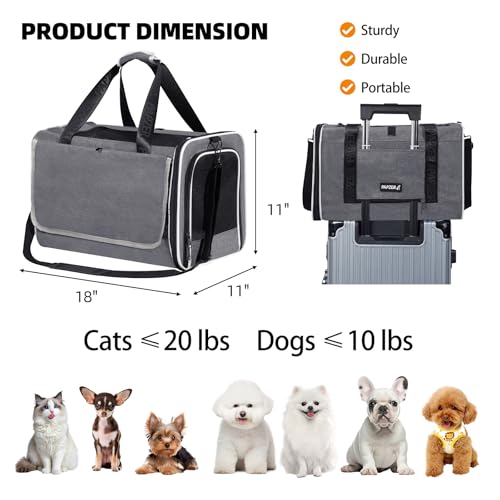 Top Loading Medium Cat Carrier with Privacy Curtain, Soft-Sided Small Pet Travel Crate Vet Visit, Little Puppy Dog Kennel Bag Suitcase Luggage Sleeve, 18x11x11 Inch Grey - color: Grey