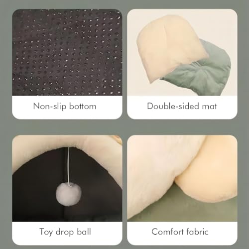 PUXING Cat Bed for Indoor Cats Cat Cave Bed Cat House Cat Tent Hideaway Pod for Indoor Cats Felt Kitten Beds Covered Cat House for Ultimate Cozy Comfort(Size:M)