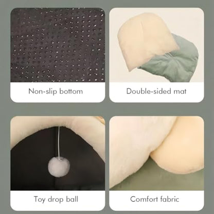 PUXING Cat Bed for Indoor Cats Cat Cave Bed Cat House Cat Tent Hideaway Pod for Indoor Cats Felt Kitten Beds Covered Cat House for Ultimate Cozy Comfort(Size:M)