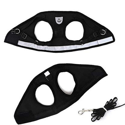 Dog Harness and Leash Set for Walking, Soft Mesh Adjustable Easy Control Lightweight Cat Vest Harnesses with Reflective Strips, Escape Proof Small Dogs Cats Vests (Black, Large) - color: Black, size: Large