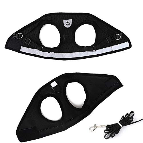 Dog Harness and Leash Set for Walking, Soft Mesh Adjustable Easy Control Lightweight Cat Vest Harnesses with Reflective Strips, Escape Proof Small Dogs Cats Vests (Black, X-Large) - color: Black, size: X-Large