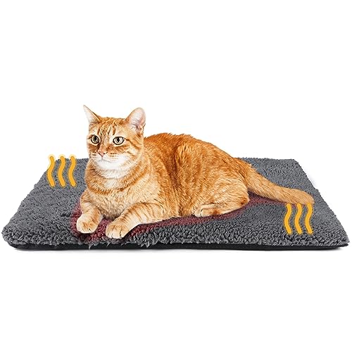 Self Warming Cat Bed Self Heating Cat Dog Mat 29.1 x 18.9 inch Extra Warm Thermal Pet Pad for Indoor Outdoor Pets with Removable Cover Non-Slip Bottom Washable Non Electric - color: Dark Grey, size: 29.1"L x 18.9"W x 1.0"Th