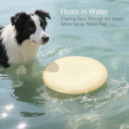 Dog Flying Disc 3Pcs Flyer Dog Toys Soft Rubber Interactive Lightweight Flying Disc for All Ages Dogs Floats in Water Safe on Teeth 7inch Random Color