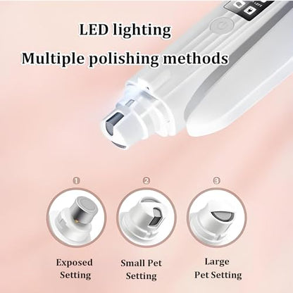 2 in 1 Dog Nail Trimmers & Clippers with LED Lights & Display,Splash Guard,Multiple Grinding Methods, Ultra-Quiet,USB Rechargeable, for Small, Medium, and Large Cats & Dogs - color: White-03