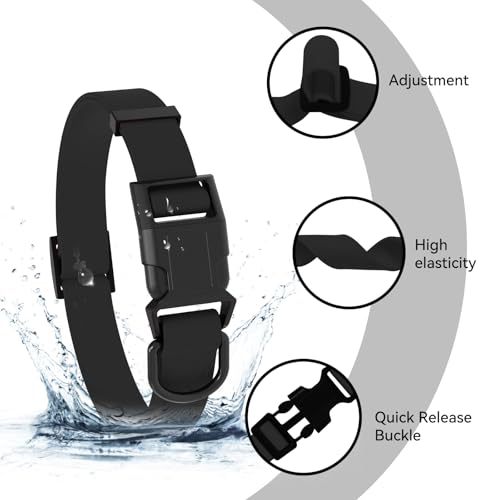 Waterproof Dog Collar, Easy to Clean Rubber Dog Collars with Quick Release Buckle Fits Small Medium or Large Dogs (Black, M < 11.8-18.5 inch) - color: Black, size: M (11.8-18.5 inch)