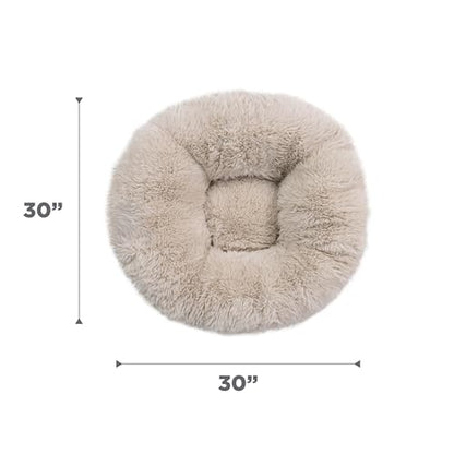 Best Friends by Sheri Ultra Calming Pouf Bed, Orthopedic Round Dog Bed for Joint Support, Faux Fur, Washable Cover, Tan, Medium, 30"x30" - color: Tan, style: Medium