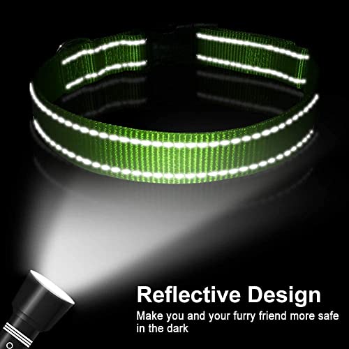 Reflective Dog Collar, Sturdy Nylon Collars for Puppy and Extra Small Girl and Boy Dogs, Adjustable Dog Collar with Quick Release Buckle,Green,5/8" Width - color: Green, size: X-Small Plus (Pack of 1)