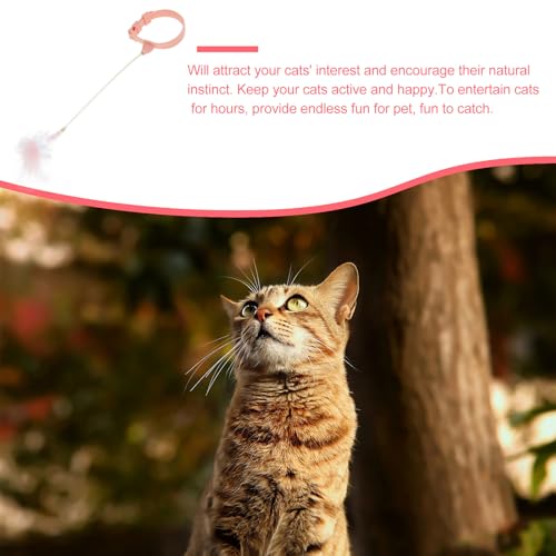 Toddmomy Interactive Cat Teaser Feather Wand with Bell, Sturdy Spring Rod for Indoor Play, Pink Kitten for Cat Exercise and Mental Stimulation