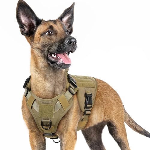 rabbitgoo Tactical Dog Harness for Small, Heavy Duty Pet Harness with Handle, No-Pull Service Vest Small Breed, Adjustable Military Dog Vest for Training Hunting Walking, Brown, S - color: Brown, size: Small