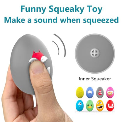 SCHITEC Squeaky Dog Toys, [8 Pack] Latex Squeaker Bouncy Egg for Small Medium Pets Puppies, 2.5” Soft Animal Rubber Interactive Fetch Ball Set