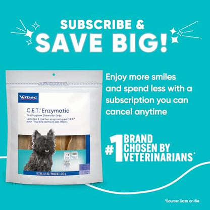 Virbac C.E.T.® Enzymatic Oral Hygiene Chews for Dogs, Small - Plaque & Tartar Control - Single Layer Beefhide with Exclusive Dual-Enzyme System & Tasty Chicken Flavor - Easy to Give Dog Dental Chew - size: 8.5 Ounce (Pack of 1)