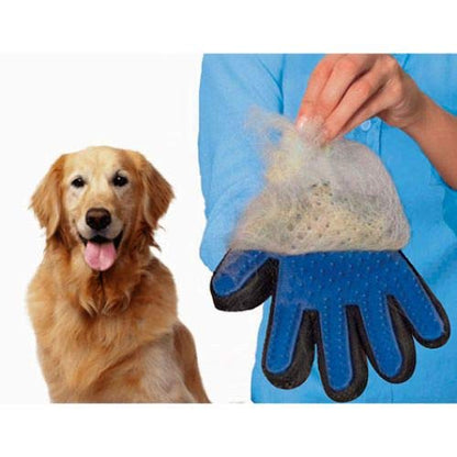Pet Hair Remover Glove - Gentle Pet Grooming Glove Brush - Deshedding Glove - Massage Mitt with Enhanced Five Finger Design - Perfect for Dogs & Cats with Long & Short Fur - 1 Pack (Right-Hand), Blue
