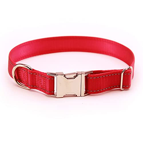 Love Dream Reflective Dog Collar with Metal Buckle, Adjustable Safety Nylon Dog Collars with Heavy Duty Quick Release Buckle for Small Medium Large Dogs, Pet Collar with ID Tag Ring - color: Red, size: Medium: Width 0.8",Neck 12.6"-19.6"