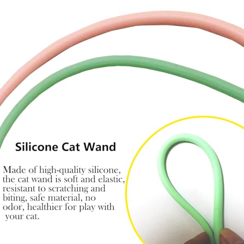 4PCS Silicone Cat Wand Toy, Interactive Cat Toys for Indoor Cats, Interactive Silicone Tail Teaser Wand,Interactive Teasing Stick for Cat Kitten Funny Exercise