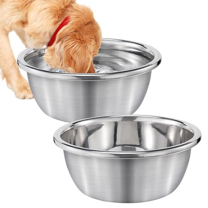 2Pcs 1.3 Gallons Large Dog Bowls - Food Grade Stainless Steel Metal Water Bowl, Ample Capacity & Easy to Clean Food Bowls for Large X-Large Dogs Indoor Outdoor - size: 1.3 Gallons