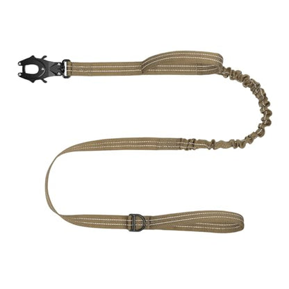 ICEFANG Tactical Dog Leash,K9 Training Walking Bungee Lead with 2 Control Handle,Heavy Duty Quick Release Metal Clasp,Hands Free D-Ring for Medium Large Dogs (6ft,Reflective Brown) - color: Reflective Brown, size: 6 FT