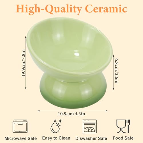Elevated Cat Food Bowl 4 Pack 5 Oz Ceramic Raised Tilted Water Dishes, 15° Tilt Anti Vomiting, Protect Pets' Spines Bowls for Small Dog, Fat Faced Cat, Kitten