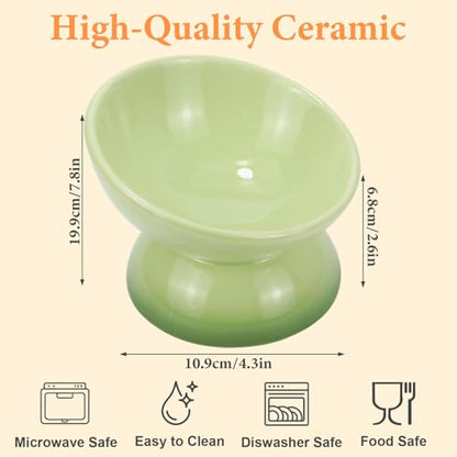 Elevated Cat Food Bowl 4 Pack 5 Oz Ceramic Raised Tilted Water Dishes, 15° Tilt Anti Vomiting, Protect Pets' Spines Bowls for Small Dog, Fat Faced Cat, Kitten