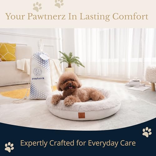 Round Donut Dog Bed – Luxury Orthopedic Dog Beds with Memory Foam – Calming Bolster Pet Bed, Water-Resistant, Washable Plush Cover, Premium Zipper – Small Dogs & Cats (21 Inches) - size: 21 Inches