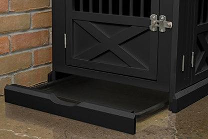 Merry Products Triple Door Medium Dog Crate, Dog Kennel, Dog Cage - color: Black