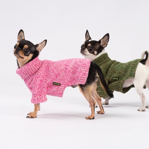 Fitwarm Knitted Turtleneck Dog Sweater, Cozy Dog Winter Clothes for Small Dogs Girl, Holiday Pet Outfit, Heather Pink, XS - color: Heather Pink, size: X-Small