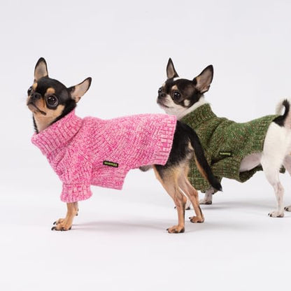 Fitwarm Knitted Turtleneck Dog Sweater, Cozy Dog Winter Clothes for Small Dogs Girl, Holiday Pet Outfit, Heather Pink, XS - color: Heather Pink, size: X-Small