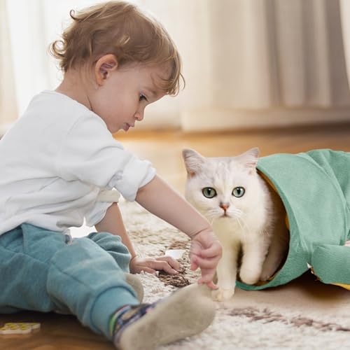 Spardar Bunny Tunnel Bed, 2-in-1 Collapsible Tunnel Tubes Toys, Washable, with Removable Mat Hideout, Interactive Toys for Rabbits Chinchilla Hedgehog Guinea Pigs Kitty, Matcha Green - color: Matcha Green