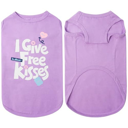 Kuoser Dog Shirt, Printed Dogs T-Shirt Soft Breathable Dog Shirts, Cute Doggy Sweatshirt for Small Medium Large Girls Boys, Pet Funny Clothes Tank Top Sleeveless Dogs Vest, Purple L - color: Purple, size: Large (Chest: 21.65")
