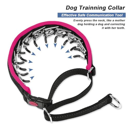 Martingale No Pull Dog Collar - Heavy Duty Nylon With Buckle, Adjustable Anti Pull Reflective Slip Collar for Large Medium Small Dog Training Walking M Hot Pink - color: Black Hot Pink, size: M (15"-23" Neck, 1.5" Wide)