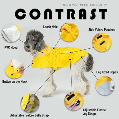 Dog Raincoat,Waterproof Rain Poncho with Hoodie, High Reflective Adjustable Pet Rain Jacket with Leash Hole for Small Medium and Large Dogs (Yellow(Water-Reactive Hydrochromic), X-Small: 4-9lbs) - color: Yellow(Water-reactive Hydrochromic), size: X-Small: