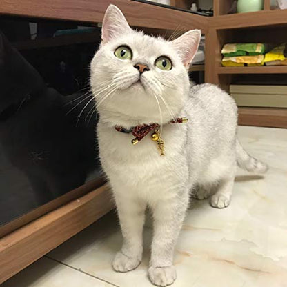 Cute Bowtie Cat Collar with Bell. Japanese Stylish Bowknot & Fish Charm. Safety Breakaway, Soft, Lightweight, for Girl Boy Male Female Cats Kitten,Navy Blue - color: Navy Blue, size: Small (6-9.5 inches)
