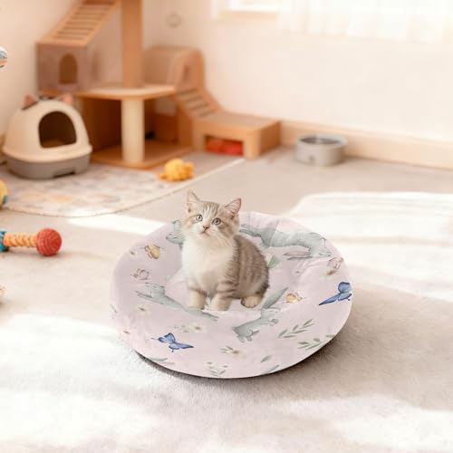 Round Cat Bed Dog Bed,13in Cute Rabbit Washable Non-Slip Bottom Soft Pet Bed for Small Medium Dogs and Cats - size: 13in