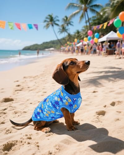 PET SHOW 4 Pack Dog Hawaiian Shirts for Small Medium Dogs UPF 50+ UV Sun Protection Summer Cool Clothes Tank Top Floral Puppy Cats T-Shirts Pet Holiday Party Sleeveless Vest Boy Girl(Medium) - size: Medium