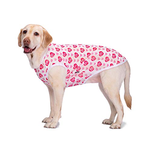 HDKUW Pet Clothes,Dog Summer T-Shirt Cool Breathable Sunscreen Dog Vest Clothes Outfit Costume for Medium Large Dogs Red Heart 4XL - color: Red Heart, size: 4XL
