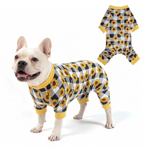 SCENEREAL Dog Sun Shirt UV Protection Cooling Vest, Quick-Dry Breathable Summer Clothes Jumpsuit Lightweight Pet Pajamas Outdoor Dirt-Resistant Shedding Control Onesie for Small Medium Large Dogs - color: Black Daisy, size: M