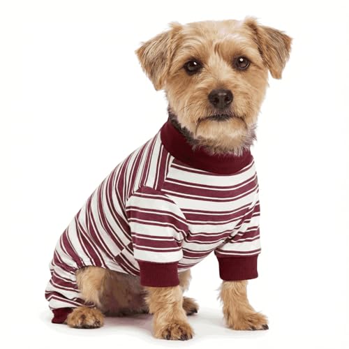 Dog Onesies PJs for Small Dogs, Puppy Striped Pattern Pajamas, Girl Boy Clothes, Small - size: Small (3.3-5.5lb)