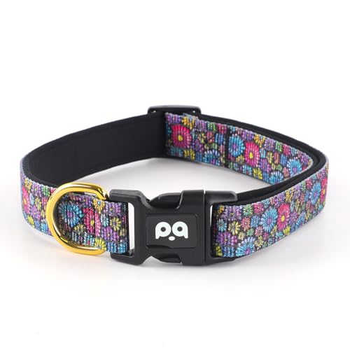 QQPETS Reflective Dog Collar with Soft Neoprene Padded Breathable Nylon Pet Collar Adjustable for Small Medium Large Dogs - color: Colorful Daisy, size: S